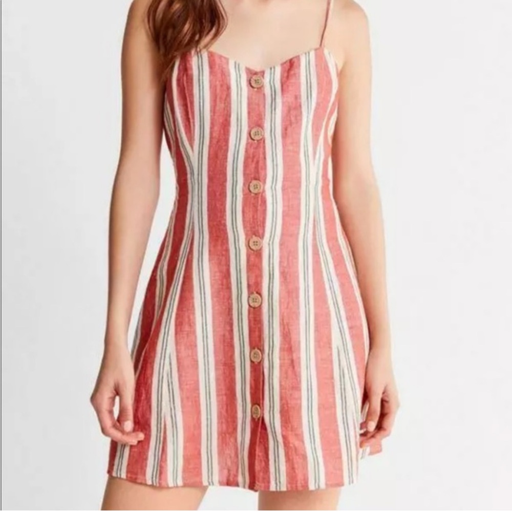 Urban Outfitters Striped Ladder Back Linen Mini Dress